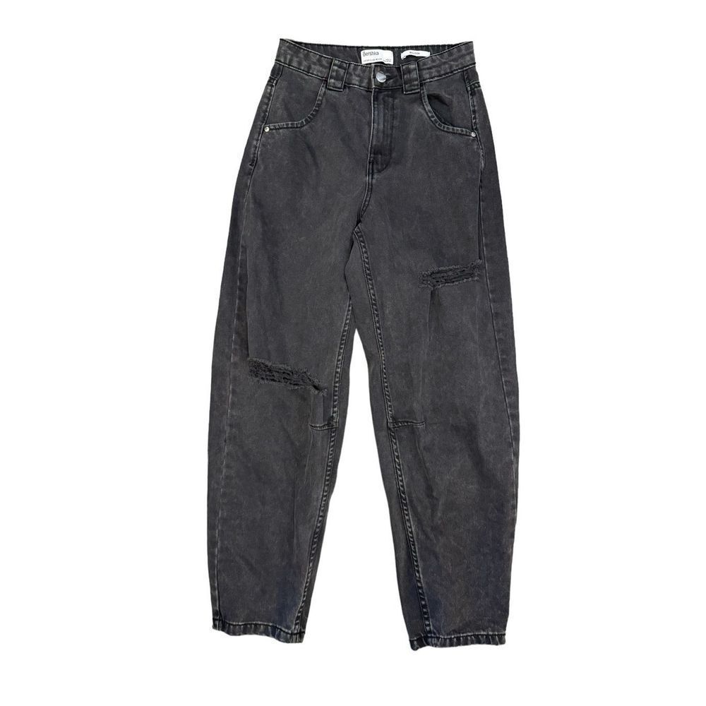 Bershka Balloon black baggy distressed jeans size 2